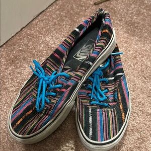 Colorful Striped Sneakers with Blue Laces